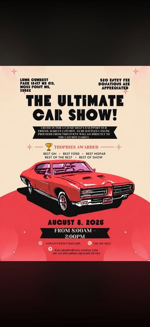 CNF-LOV the Ultimate Car Show event at Cumbest Park in Moss Point, MS on August 8, 2026