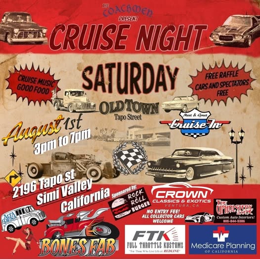 Coachmen RV Cruise Night event at 2196 Tapo St in Simi Valley, CA on August 1, 2026