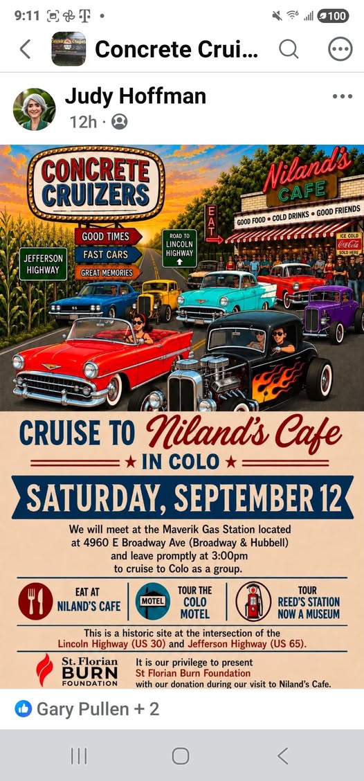 Concrete Cruisers Car Cruise event at Maverik Gas Station in Des Moines, IA on September 12, 2026