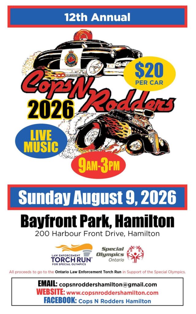 Cops N Rodders event at Bayfront Park in Hamilton, ON on August 9, 2026
