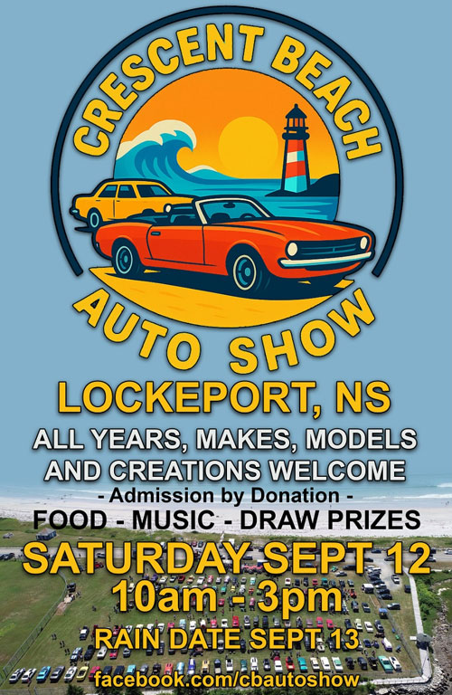 Crescent Beach Auto Show event at Soccer Field in Lockeport, NS on September 12, 2026