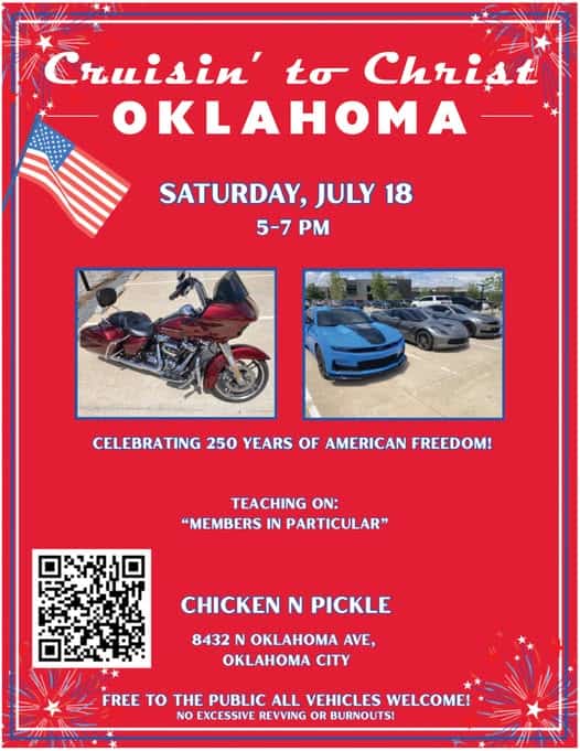 Cruisin' to Christ Oklahoma July Meet event at Chicken N Pickle in Oklahoma City, OK on July 18, 2026