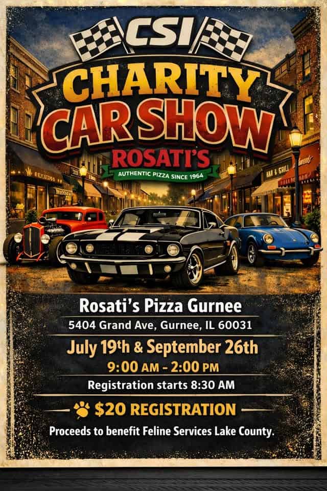 CSI Charity Car Show at Rosati's Gurnee event at Rosati's Pizza Gurnee in Gurnee, IL on September 26, 2026