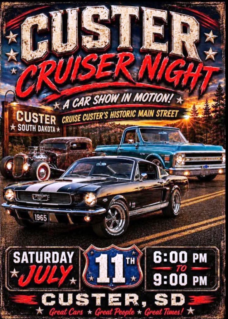 Custer Cruiser Night event at Historic Main Street in Custer, SD on July 11, 2026