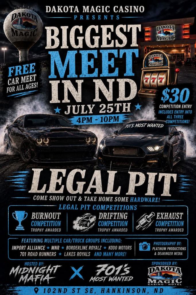 Dakota Magic Casino Biggest Car Meet in ND event at Dakota Magic Casino in Hankinson, ND on July 25, 2026
