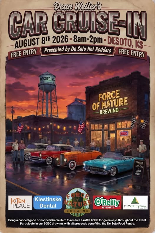 Dean Weller's Car Cruise-In event at Downtown De Soto in De Soto, KS on August 8, 2026