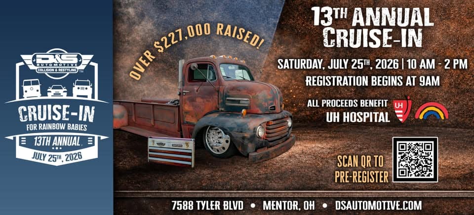 D&S Automotive 13th Annual Cruise-In event at D&S Automotive Collision & Restyling in Mentor, OH on July 25, 2026