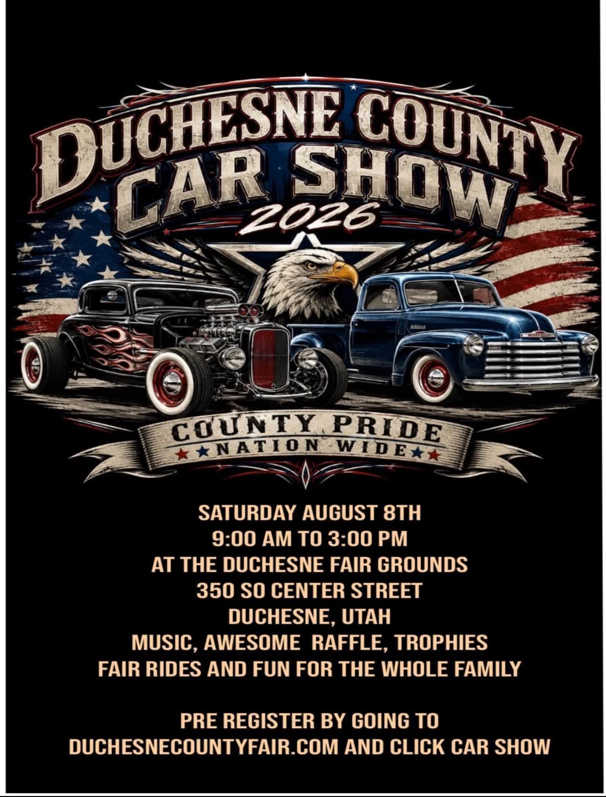 Duchesne County Car Show event at Duchesne Fair Grounds in Duchesne, UT on August 8, 2026