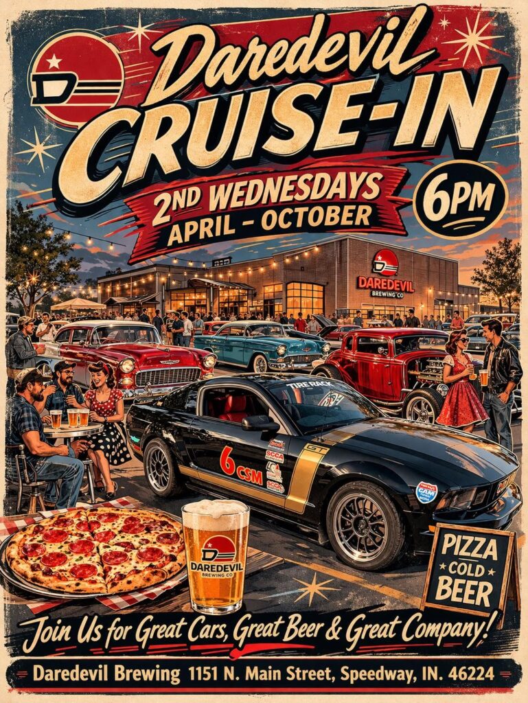 Daredevil Brewing Co. Cruise-In event at Daredevil Brewing Co. in Speedway, IN on July 15, 2026