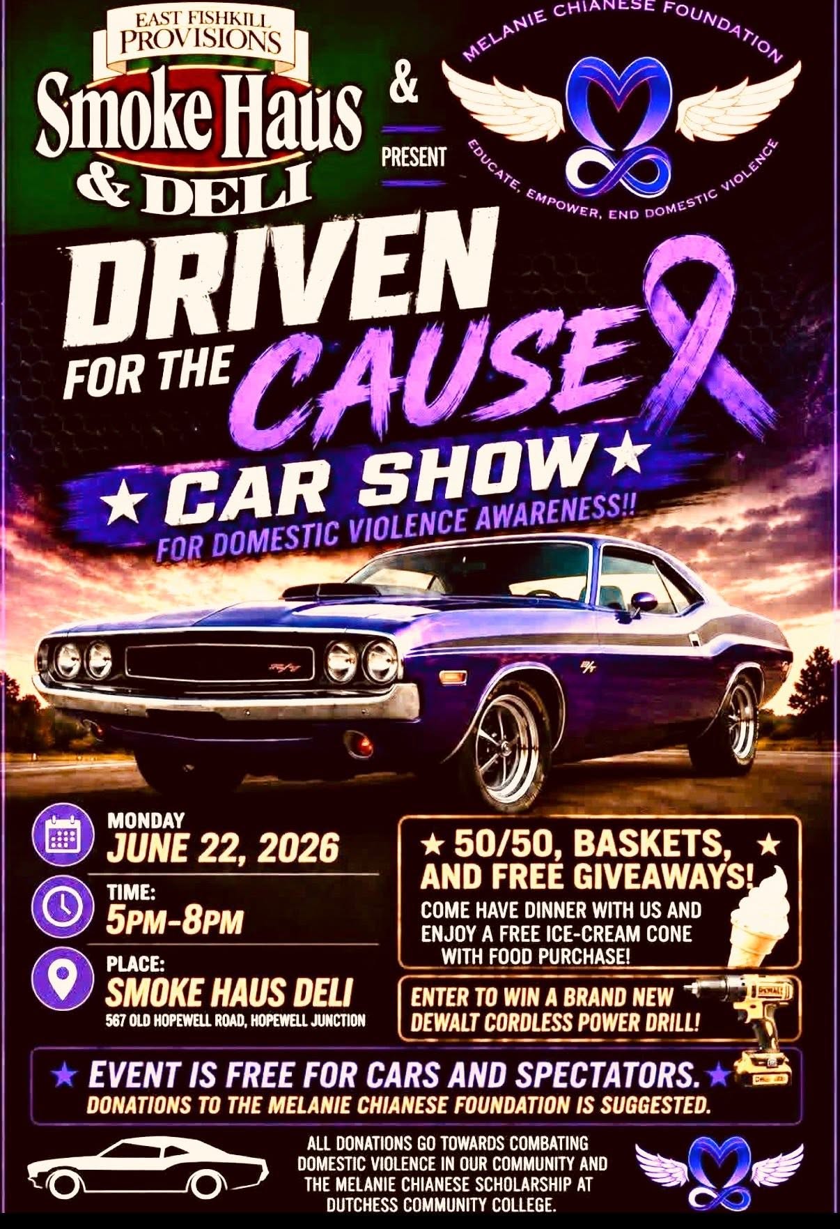 East Fishkill Provisions Smoke Haus & Deli Driven for the Cause Car Show event at Smoke Haus Deli in Hopewell Junction, NY on June 22, 2026