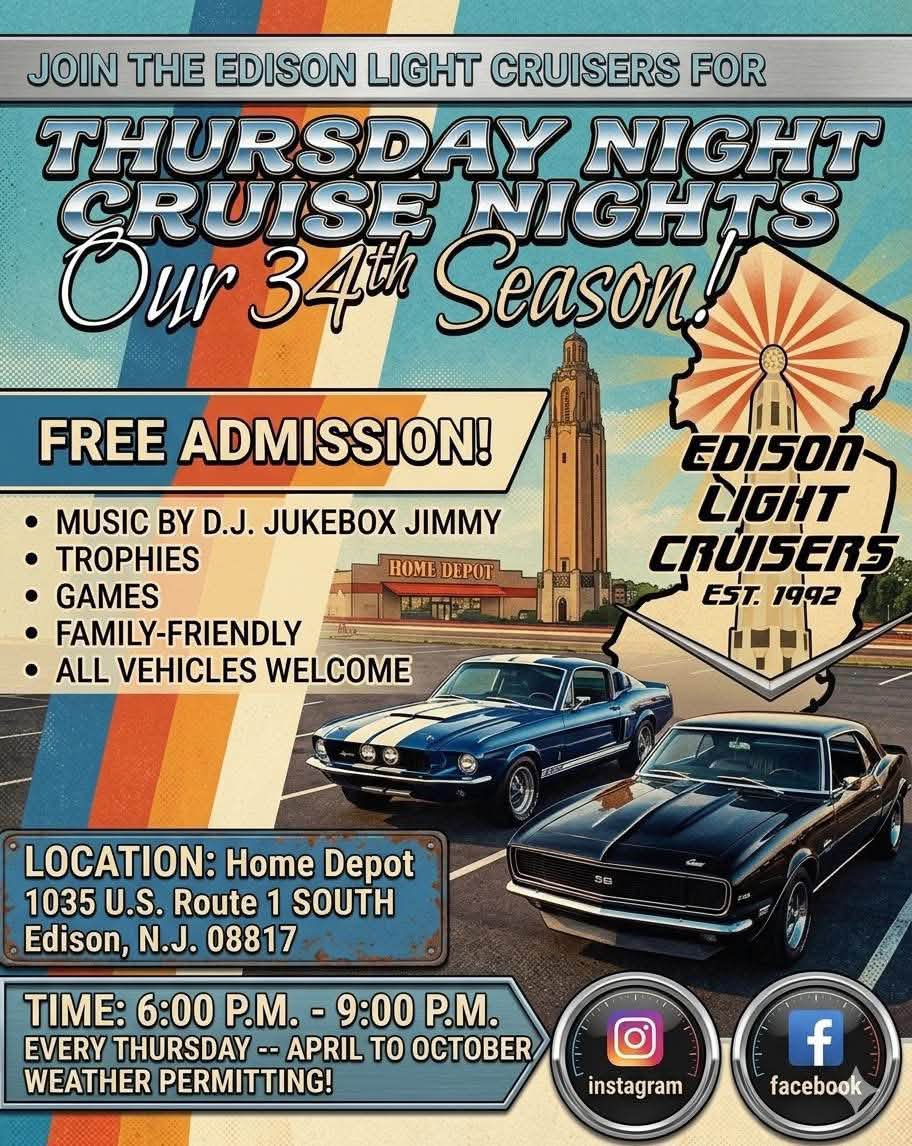 Edison Light Cruisers Thursday Night Cruise Nights event at Home Depot in Edison, NJ on July 30, 2026