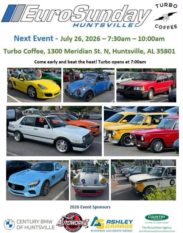 EuroSunday Huntsville at Turbo Coffee event at Turbo Coffee in Huntsville, AL on July 26, 2026