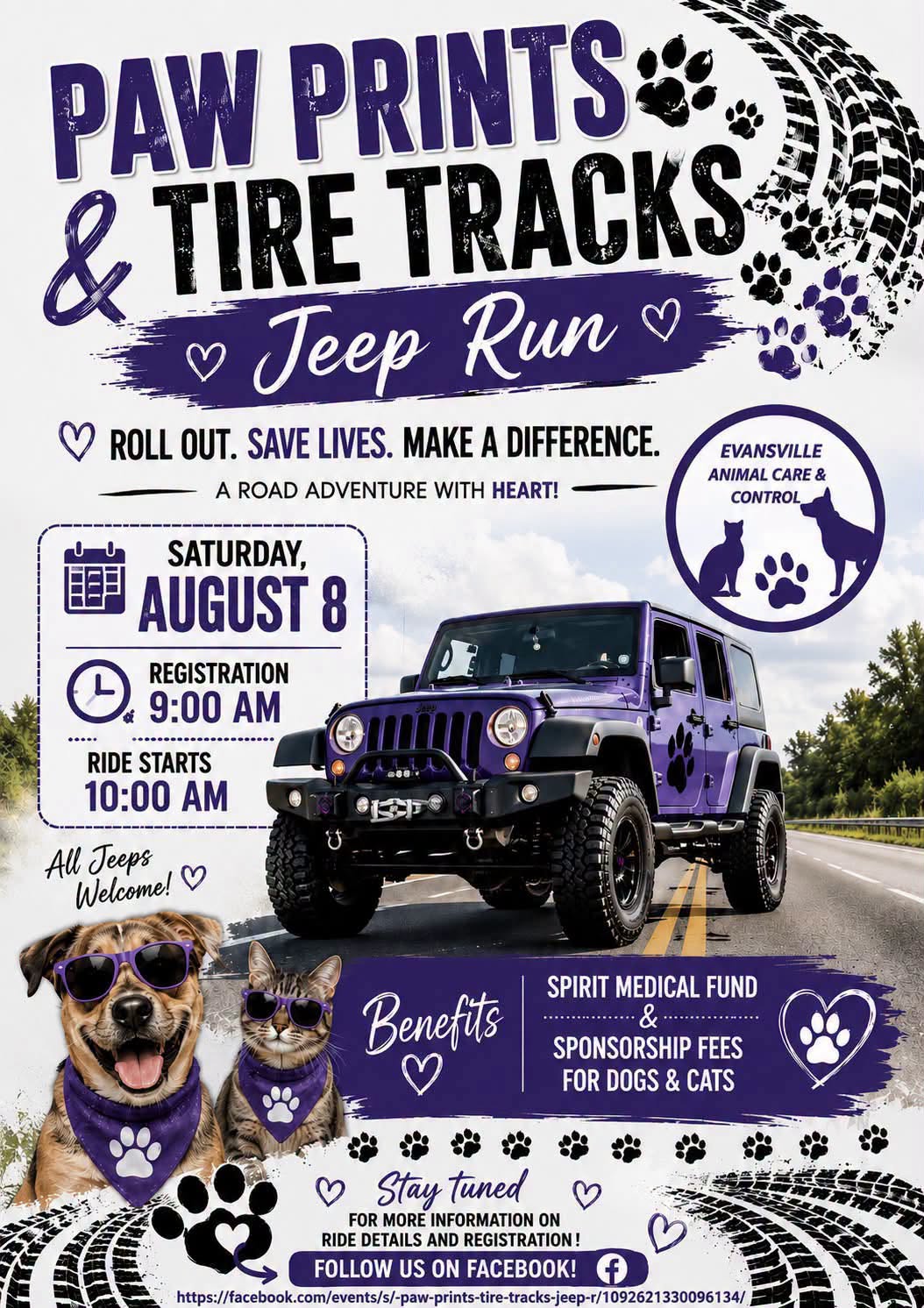 Evansville Animal Care & Control Paw Prints & Tire Tracks Jeep Run event at Evansville Animal Care & Control in Evansville, IN on August 8, 2026
