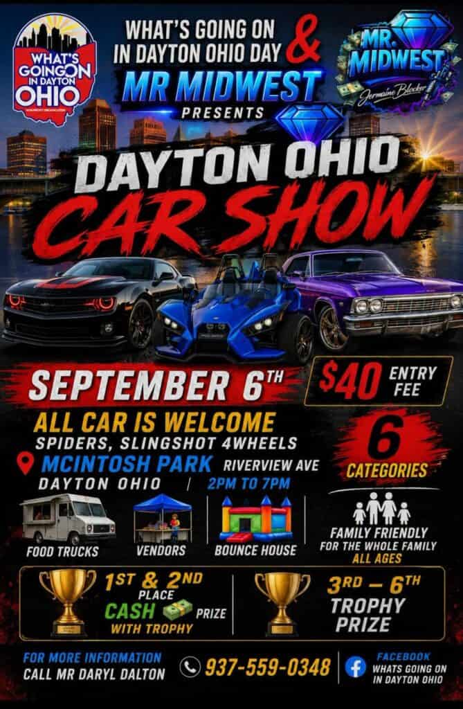 What's Going on in Dayton Ohio & Mr Midwest Car Show event at McIntosh Park in Dayton, OH on September 6, 2026