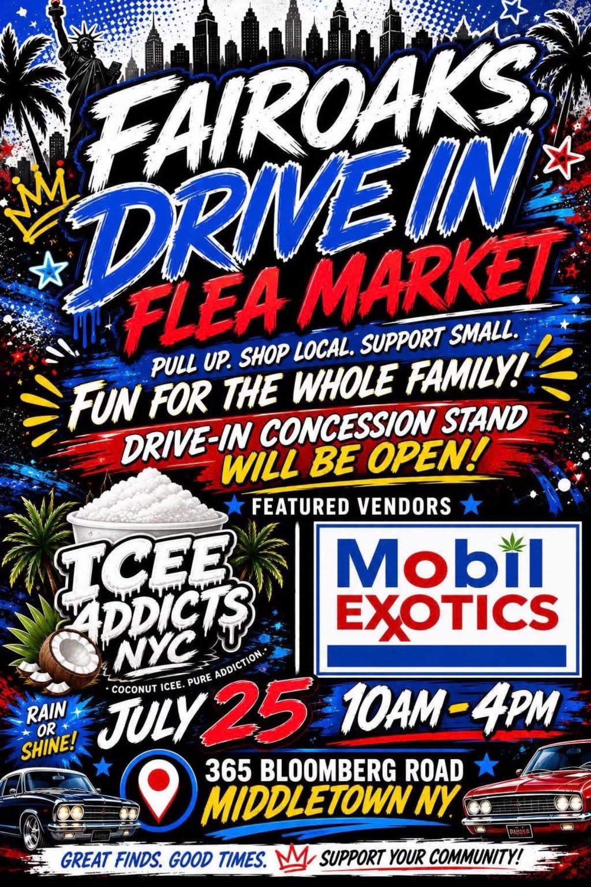 Fairoaks Drive in Flea Market event at Fairoaks Drive in in Middletown, NY on July 25, 2026