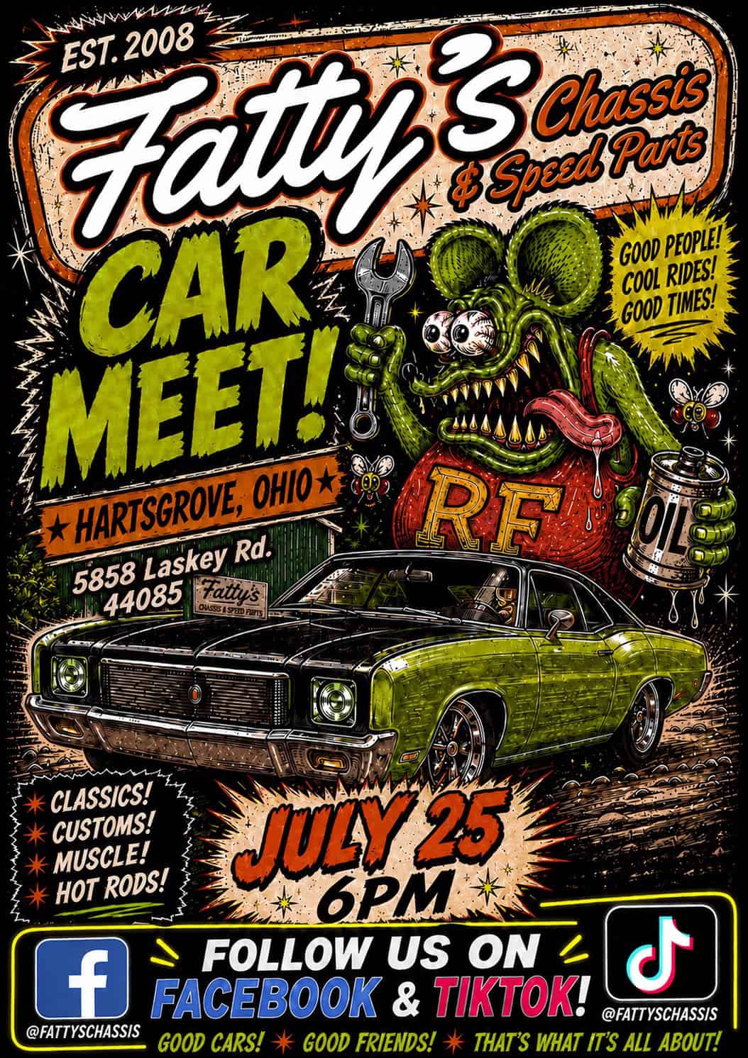 Fatty's Cruise In event at Fatty's Chassis & Speed Parts in Hartsgrove, OH on July 25, 2026