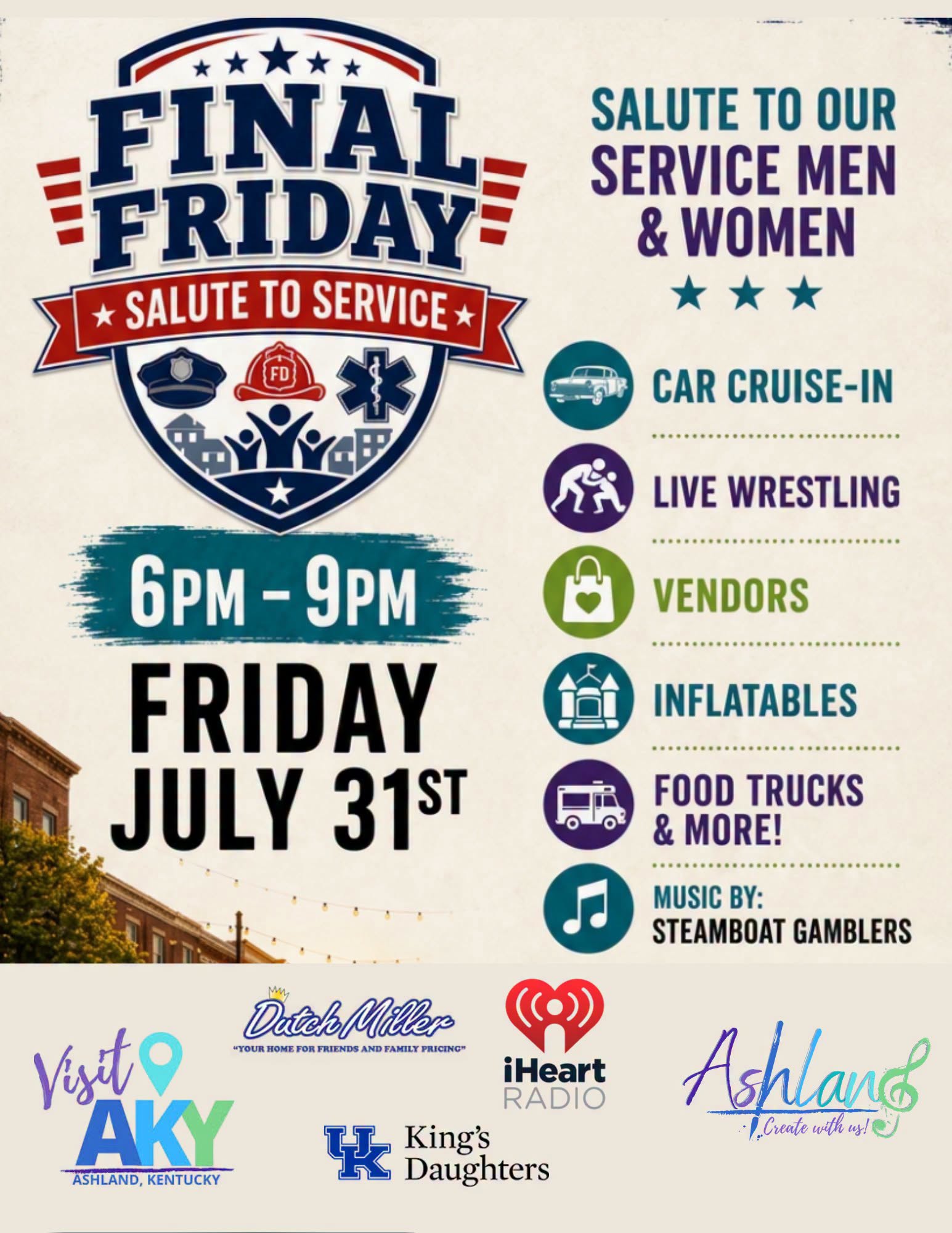 Final Friday Salute to Service event at Downtown Ashland in Ashland, KY on July 31, 2026