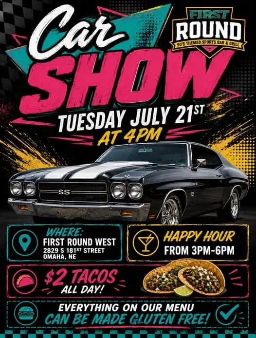 First Round Car Show event at First Round West in Omaha, NE on July 21, 2026
