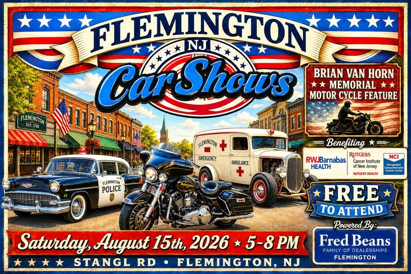 Flemington Brian Van Horn Memorial Car Show event at Stangl Road in Flemington, NJ on August 15, 2026