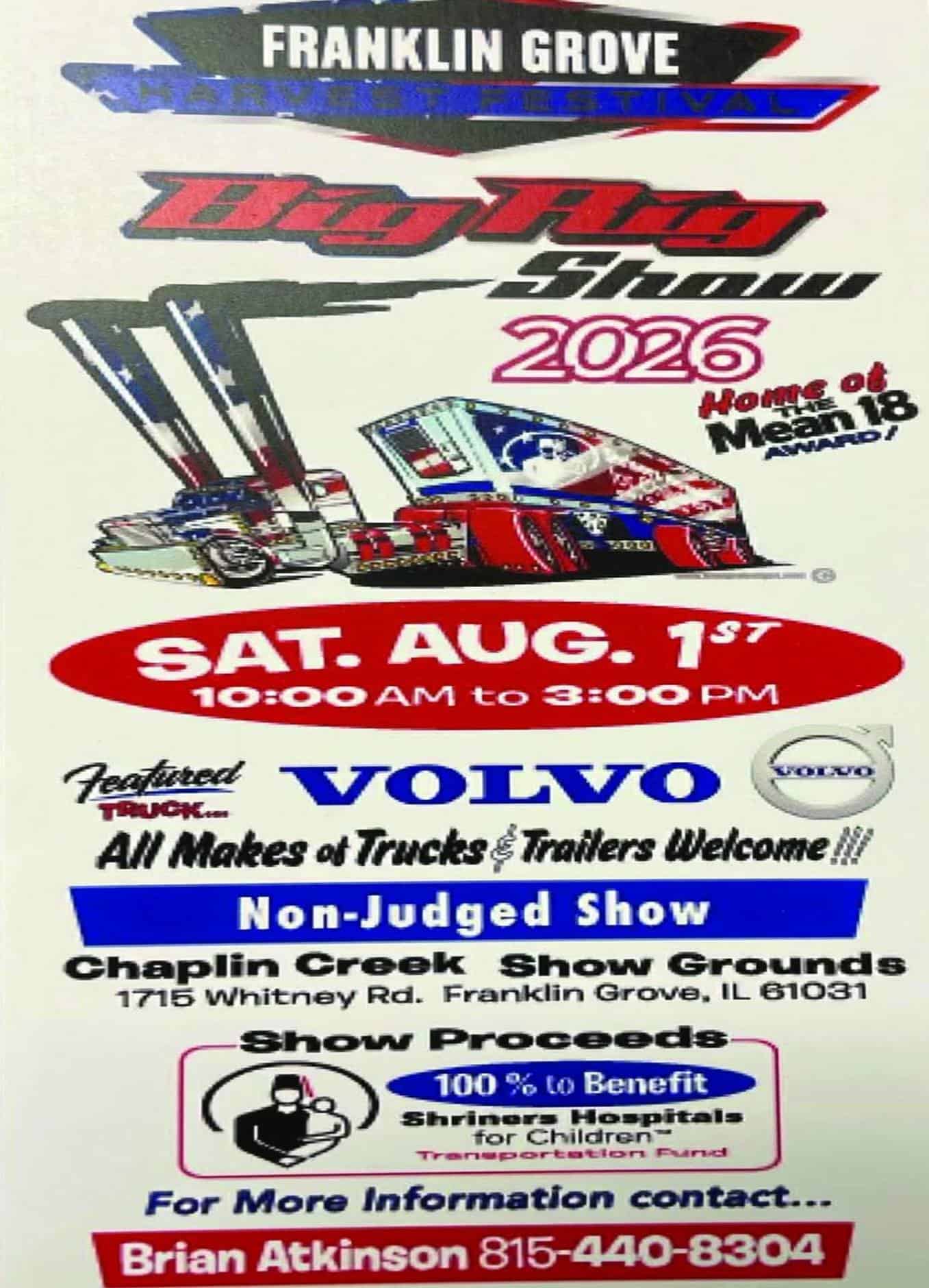 Franklin Grove Big Rig Show event at Chaplin Creek Show Grounds in Franklin Grove, IL on August 1, 2026
