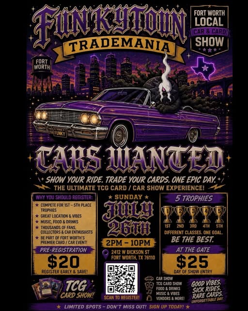 Funkytown Trademania event at 2412 W Dickson St in Fort Worth, TX on July 26, 2026