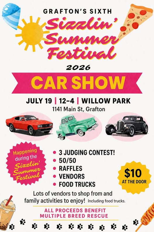 Grafton's Sixth Sizzlin Summer Festival Car Show event at Willow Park in Grafton, OH on July 19, 2026