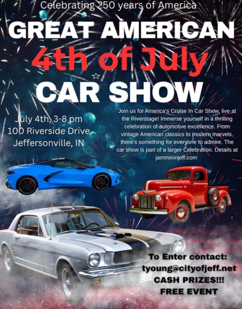 Great American 4th of July Car Show event at Riverstage in Jeffersonville, IN on July 4, 2026