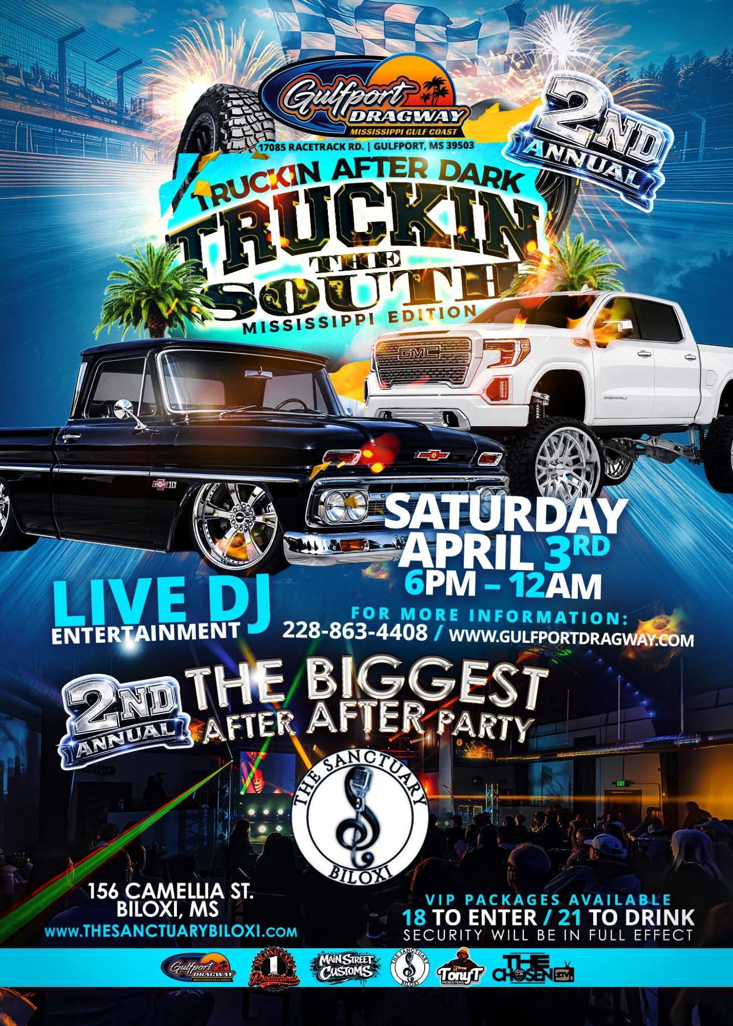 Gulfport Dragway Truckin After Dark 2nd Annual Mississippi Edition event at Gulfport Dragway in Gulfport, MS on August 7, 2026
