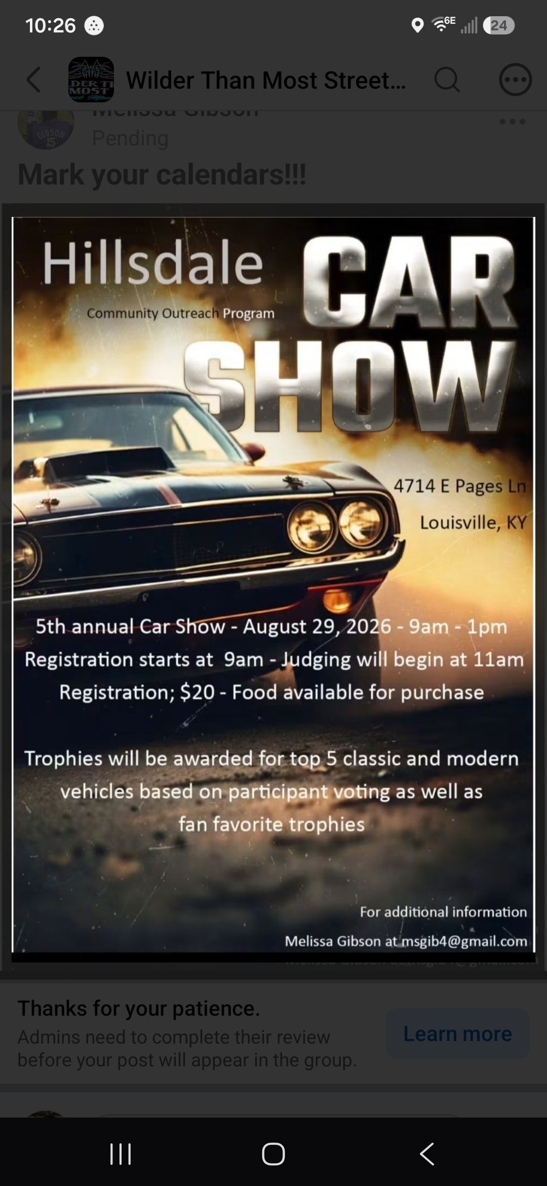Hillsdale Car Show event at Community Outreach Program in Louisville, KY on August 29, 2026