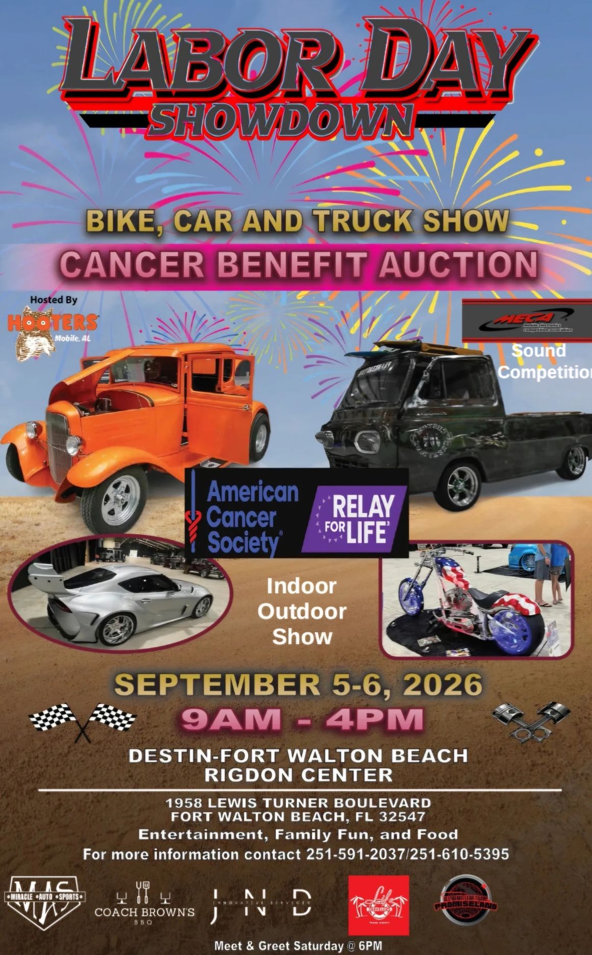 Hooters Labor Day Showdown Bike, Car and Truck Show event at Destin-Fort Walton Beach Convention Center in Fort Walton Beach, FL on September 5, 2026