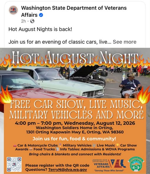 Hot August Nights event at Washington Soldiers Home in Orting, WA on August 12, 2026