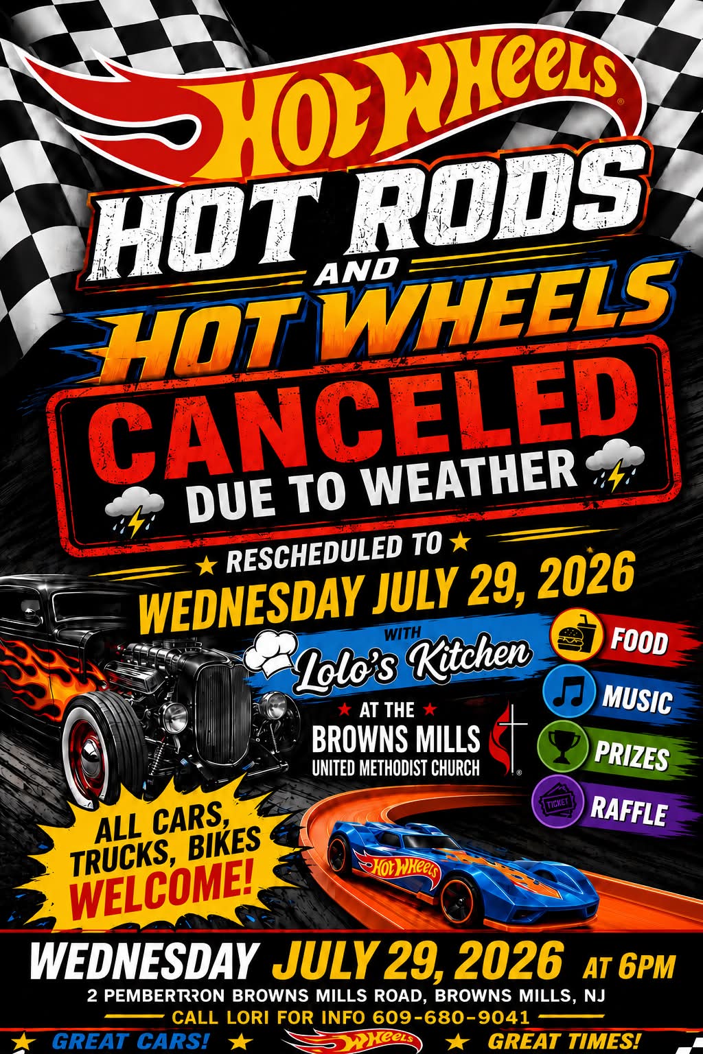 Hot Rods and Hot Wheels event at Browns Mills United Methodist Church in Browns Mills, NJ on July 29, 2026
