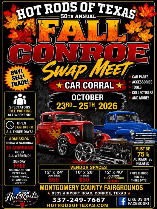 Hot Rods of Texas Fall Conroe Swap Meet car show in Conroe, TX