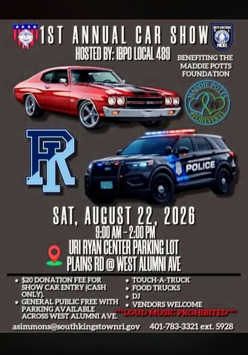 IBPO Local 489 1st Annual Car Show Benefiting the Maddie Potts Foundation event at URI Ryan Center Parking Lot in Kingston, RI on August 22, 2026