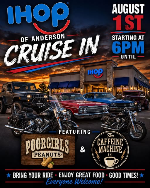 IHOP of Anderson Cruise in event at IHOP of Anderson in Anderson, SC on August 1, 2026