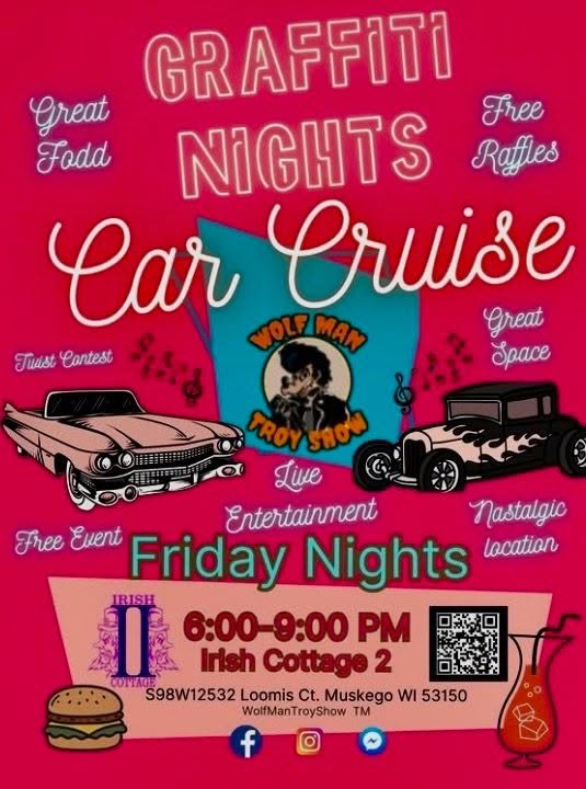 Irish Cottage Friday Nights Car Cruise event at Irish Cottage in Muskego, WI on July 10, 2026