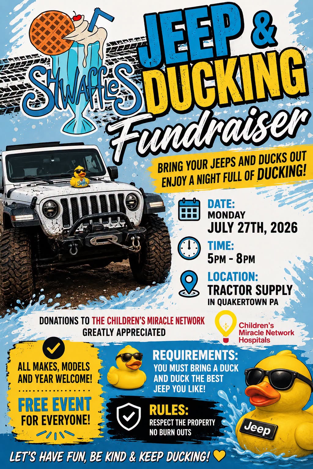 Jeep & Ducking Fundraiser event at Tractor Supply Co. in Quakertown, PA on July 27, 2026