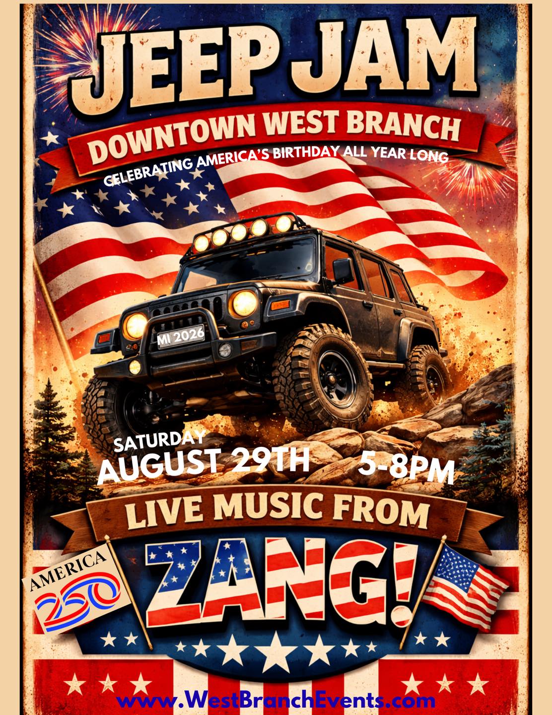 Jeep Jam event at Downtown West Branch in West Branch, MI on August 29, 2026