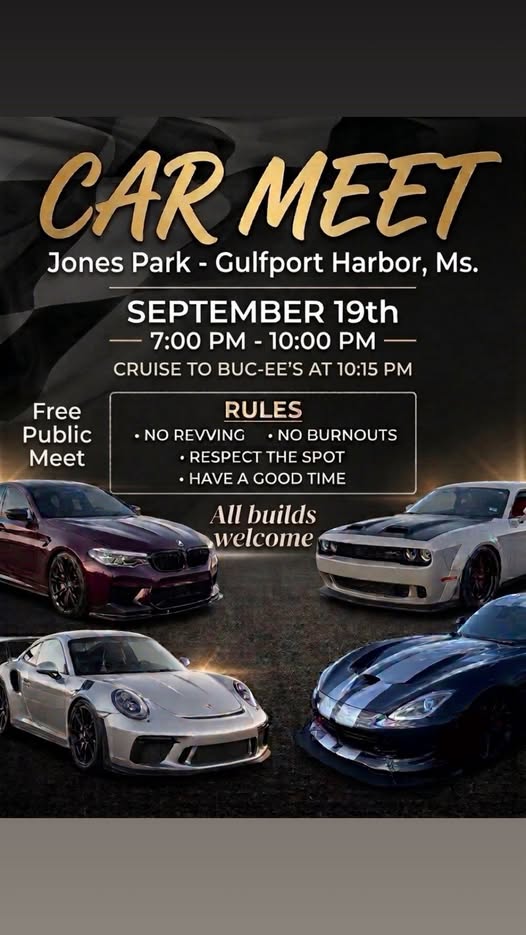 Jones Park Car Meet event at Jones Park in Gulfport, MS on September 19, 2026