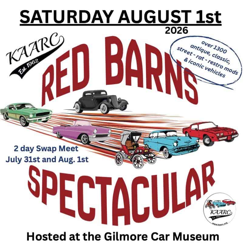 KAARC's Red Barns Spectacular event at Gilmore Car Museum in Hickory Corners, MI on July 31, 2026