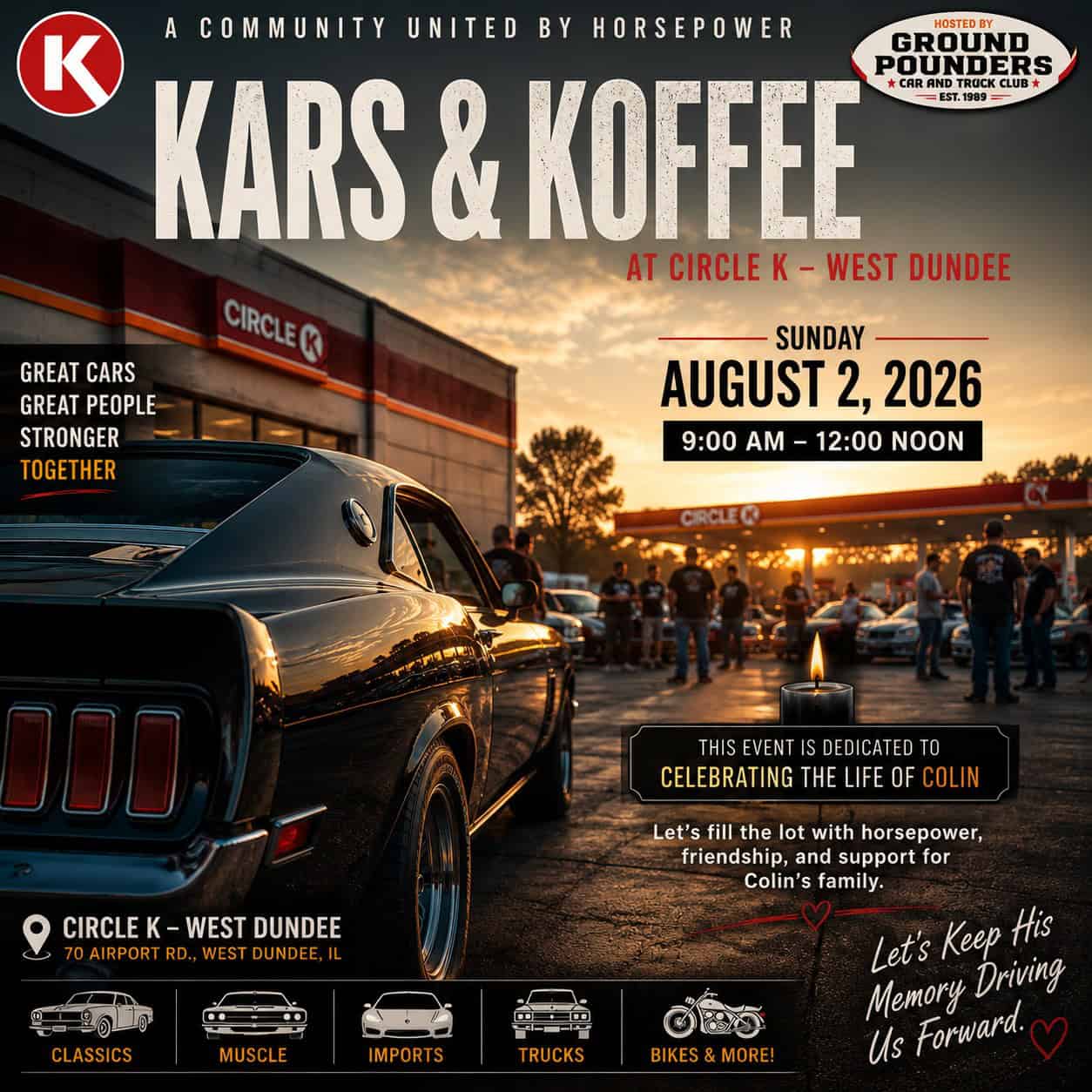 Kars & Koffee at Circle K - West Dundee event at Circle K - West Dundee in West Dundee, IL on August 2, 2026