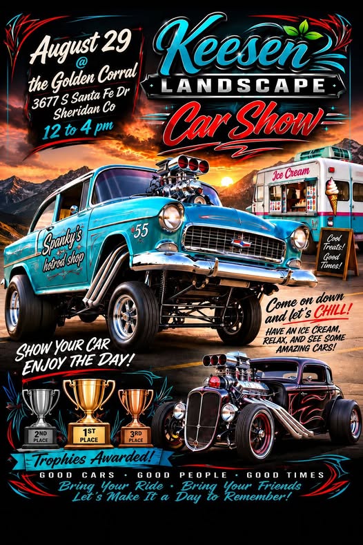 Keesen Landscape Car Show event at Golden Corral in Sheridan, CO on August 29, 2026