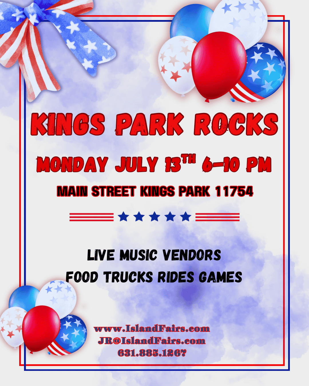 Kings Park Rocks event at Main Street in Kings Park, NY on July 13, 2026