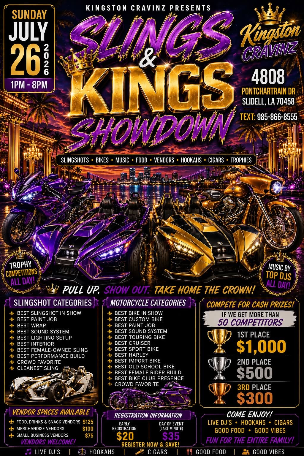 Kingston Cravinz Kings Showdown Slings event at Kingston Cravinz in Slidell, LA on July 26, 2026