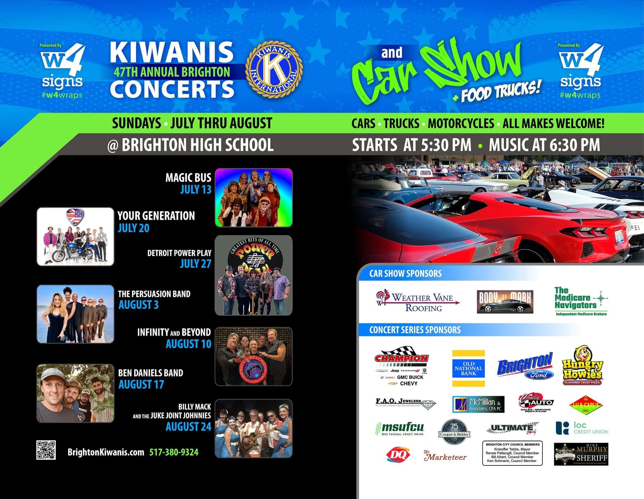 Kiwanis 47th Annual Brighton Concerts and Car Show event at Brighton High School in Brighton, MI on July 26, 2026