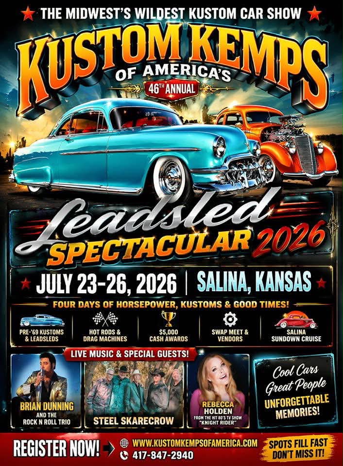 Kustom Kemp Leadsled Spectacular event at Oakdale Park in Salina, KS on July 23, 2026