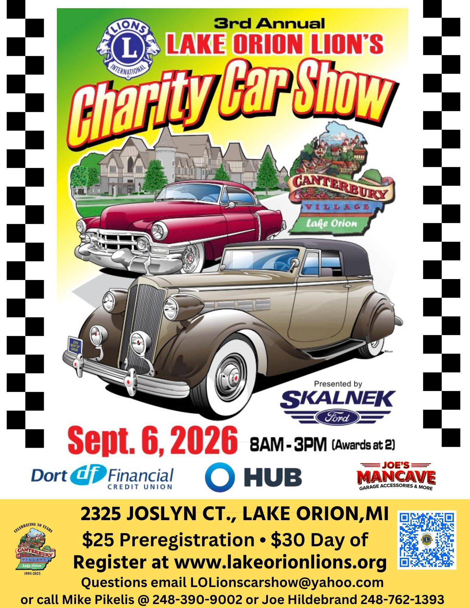 Lake Orion Lion's Charity Car Show event at 2325 Joslyn Ct. in Lake Orion, MI on September 6, 2026