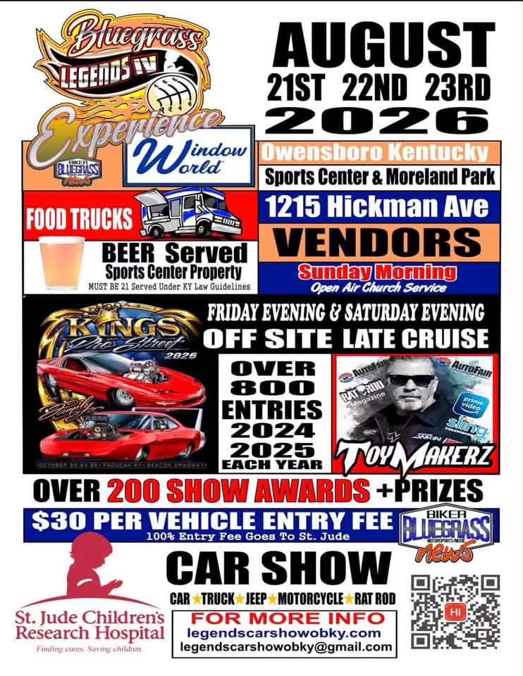 Legends Car Show event at Owensboro Kentucky Sports Center & Moreland Park in Owensboro, KY on August 21, 2026