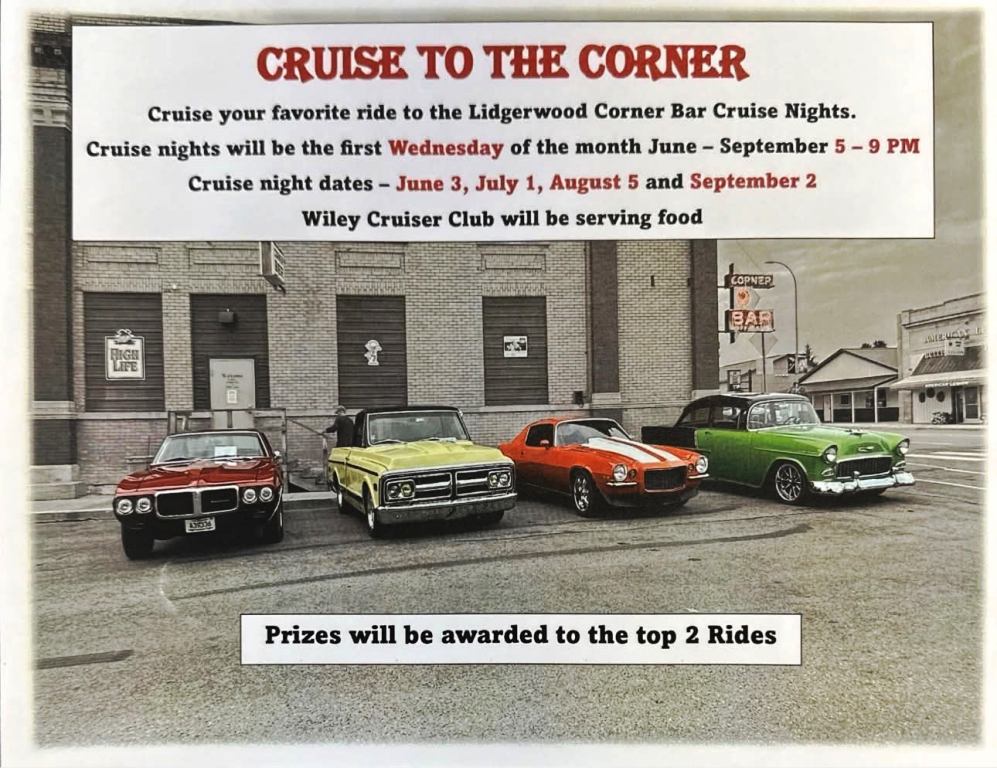 Lidgerwood Corner Bar Cruise Nights event at Lidgerwood Corner Bar in Lidgerwood, ND on August 5, 2026