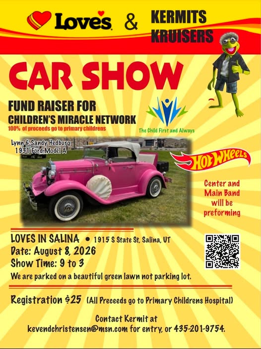 Loves & Kermits Kruisers Car Show event at Love's in Salina, UT on August 8, 2026